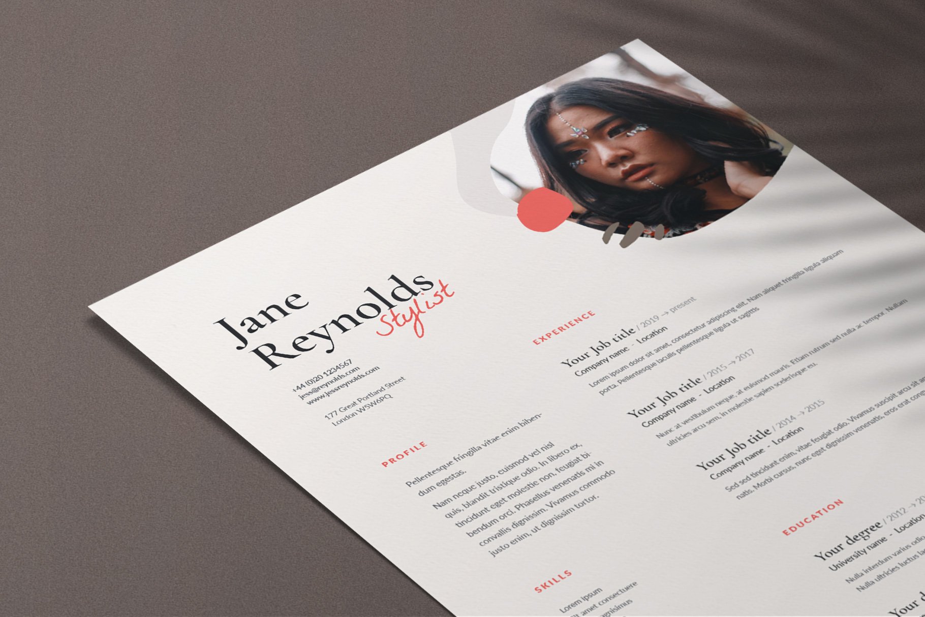 Jane | CV / resume template preview image.
