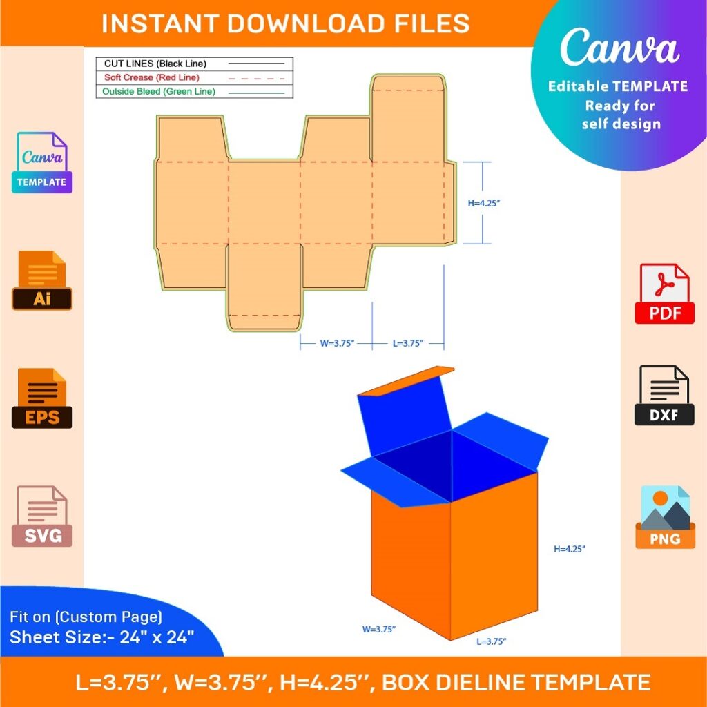 Jar Candle Box Dieline Templte Ai, PDF, EPS, SVG, JPG, PNG, DXF ...