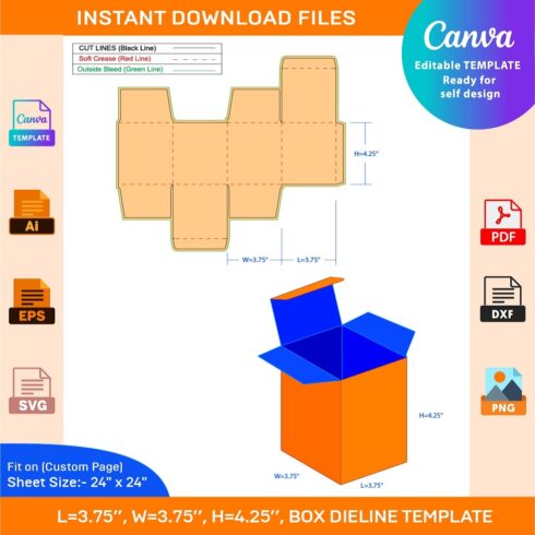 Jar Candle Box Dieline Templte Ai, PDF, EPS, SVG, JPG, PNG, DXF cover image.