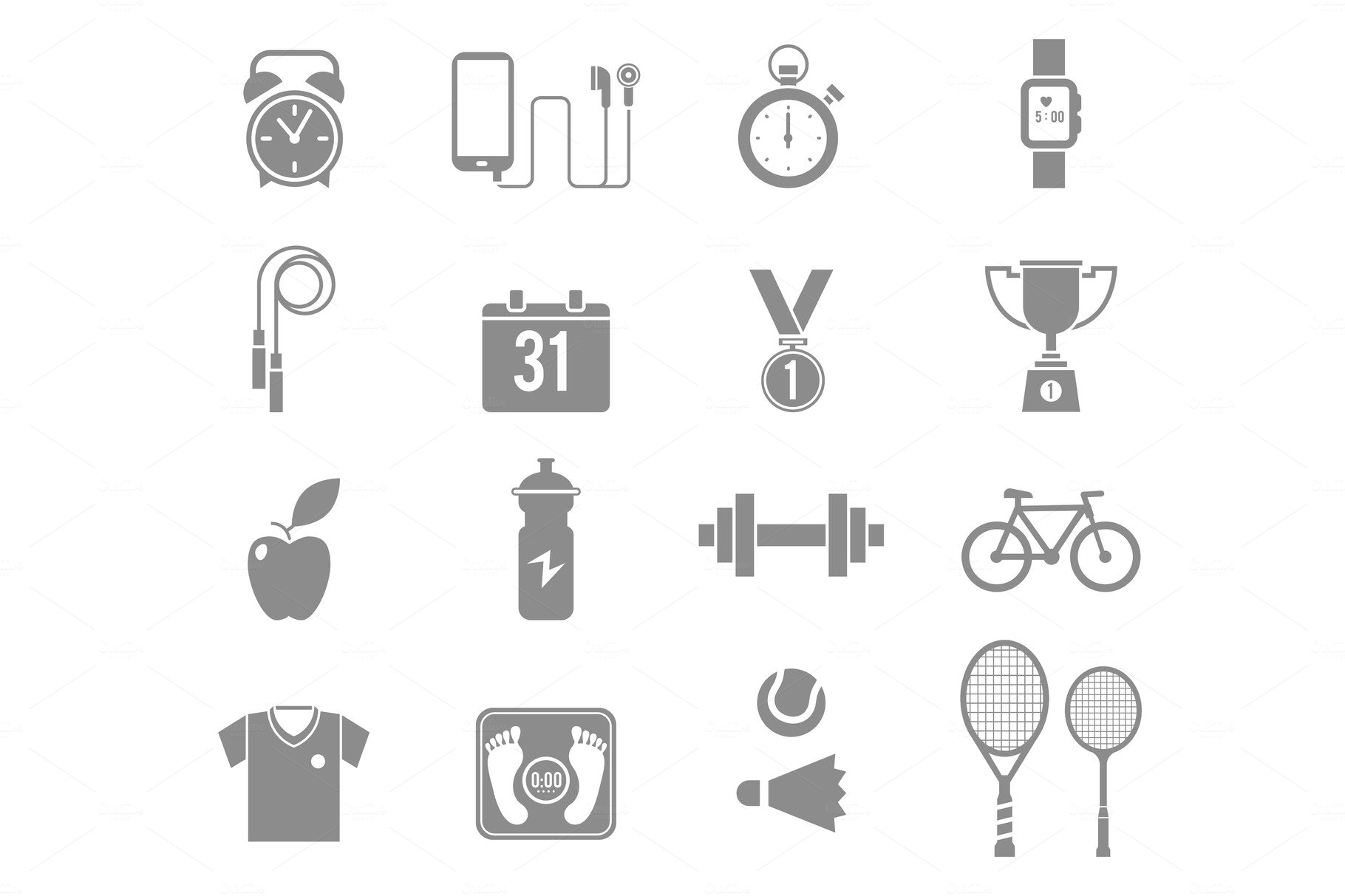 Fitness and Sport vector icons for web and mobile. cover image.