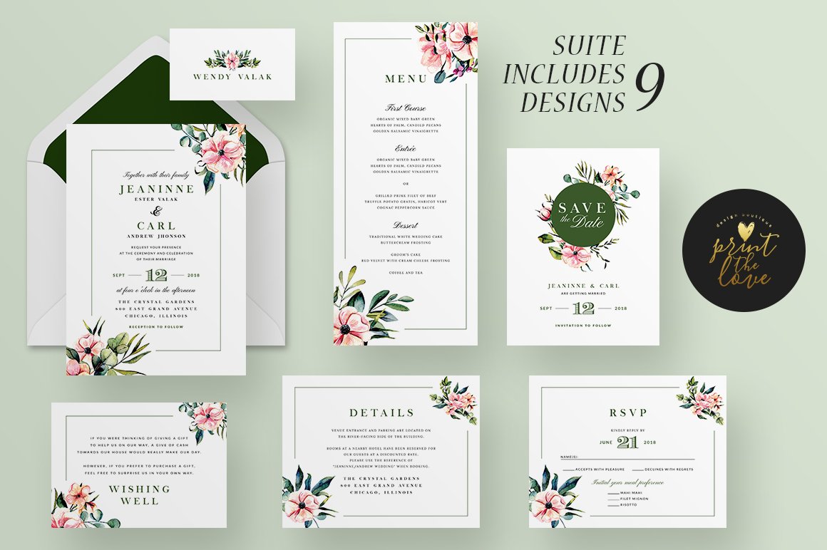 Wedding Invitation Suite - Jeaninne preview image.