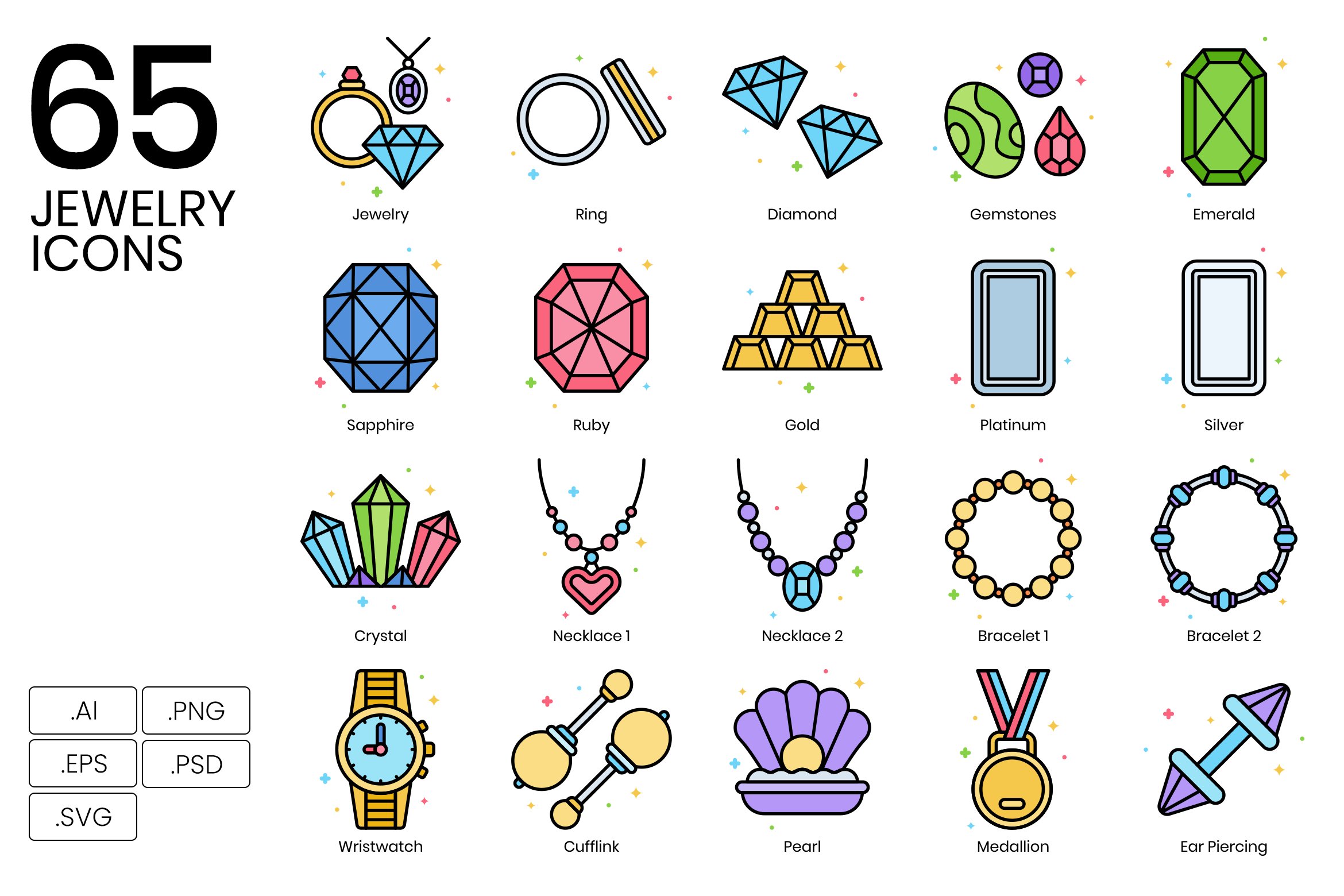 65 Jewelry Icons | Vivid cover image.