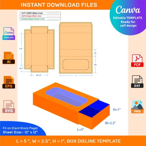 Jewelry Window Box Dieline Template Ai, PDF, DXF, SVG, EPS, PNG, JPG cover image.