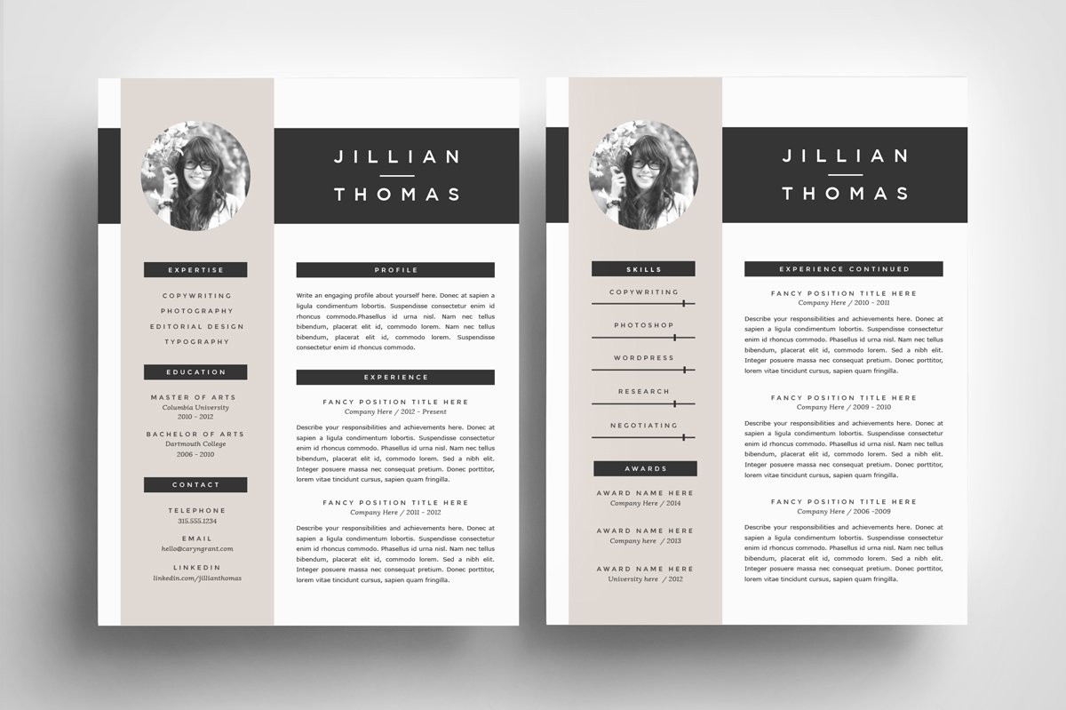 Resume Template 4 Pack | CV Template preview image.