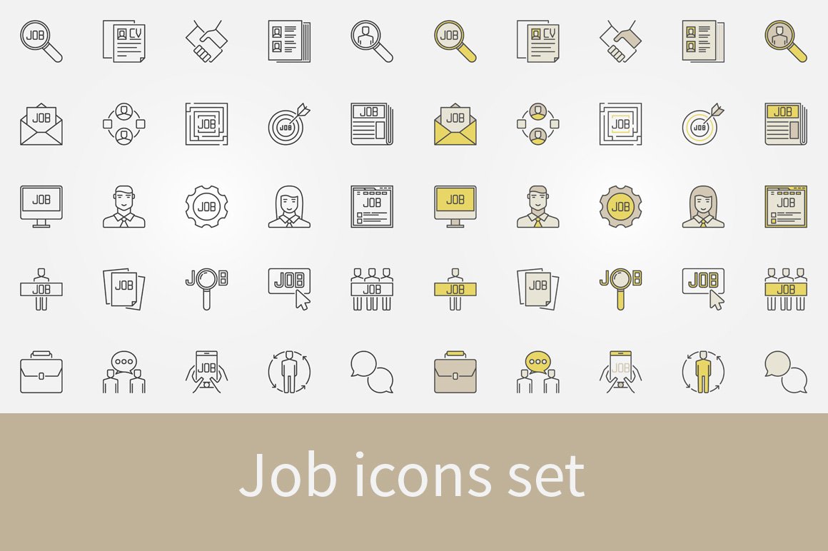 Job icons set cover image.