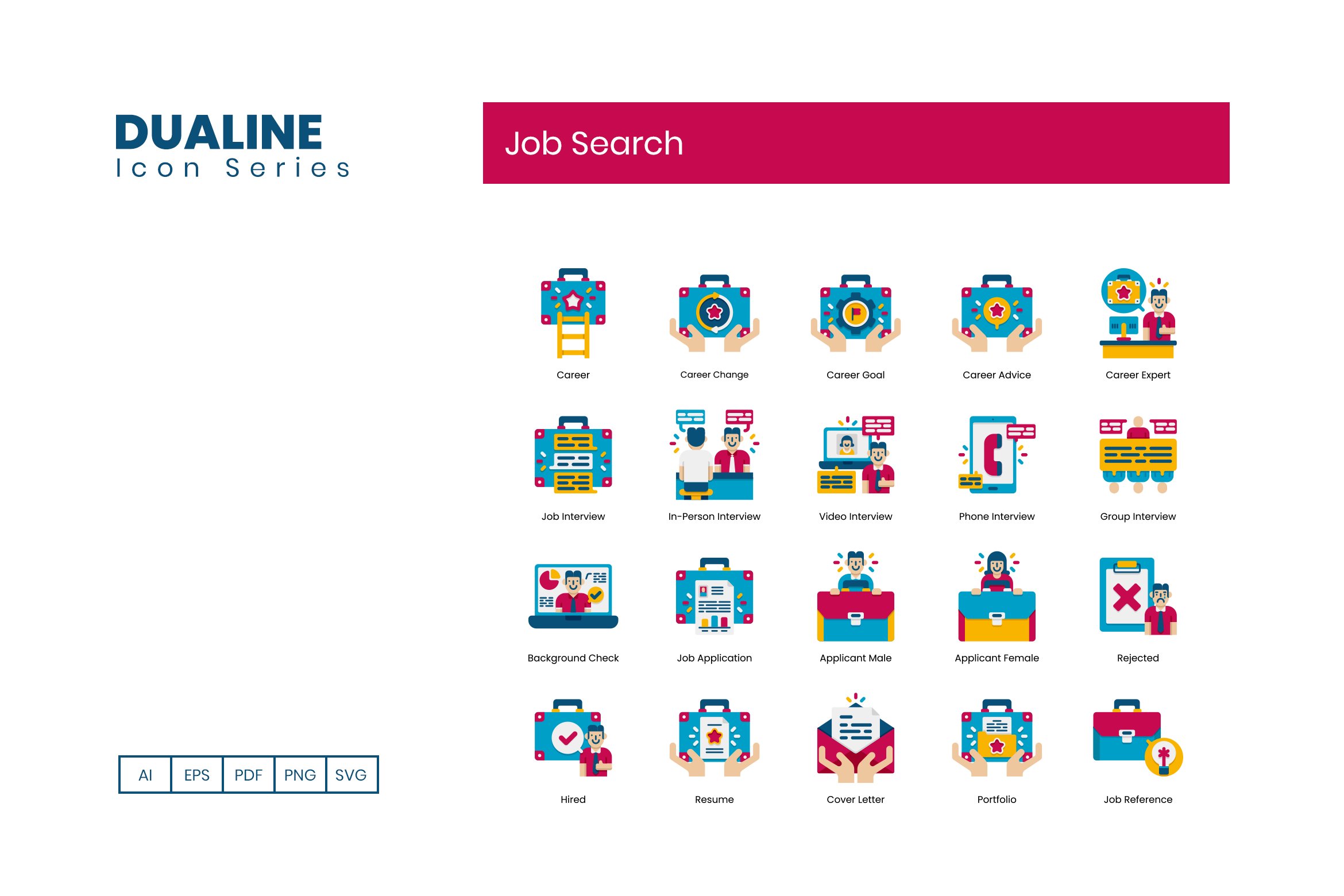 job search icons dualine flat cm 2 477