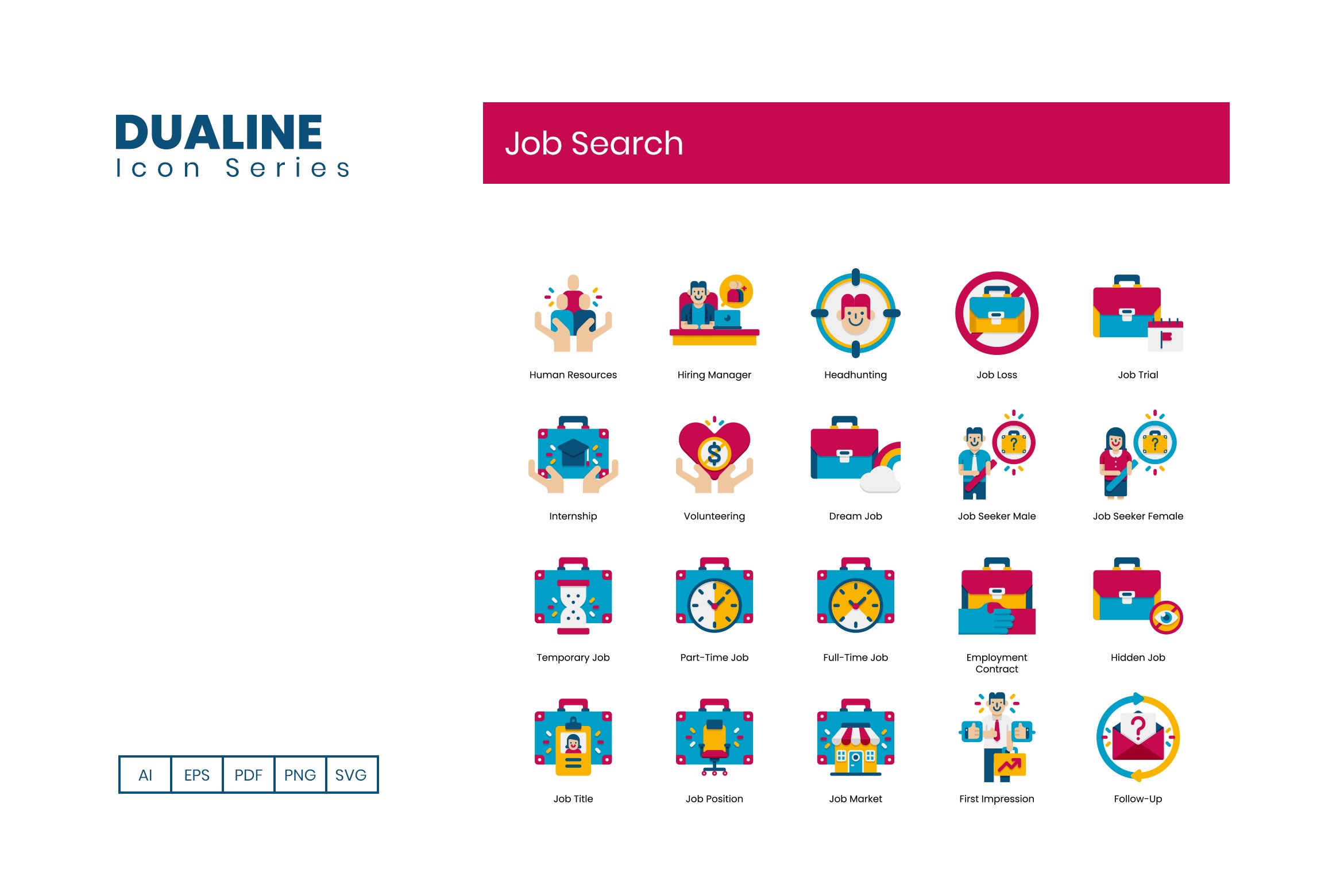 job search icons dualine flat cm 4 810
