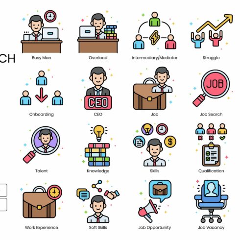 80 Job Search Icons | Vivid cover image.