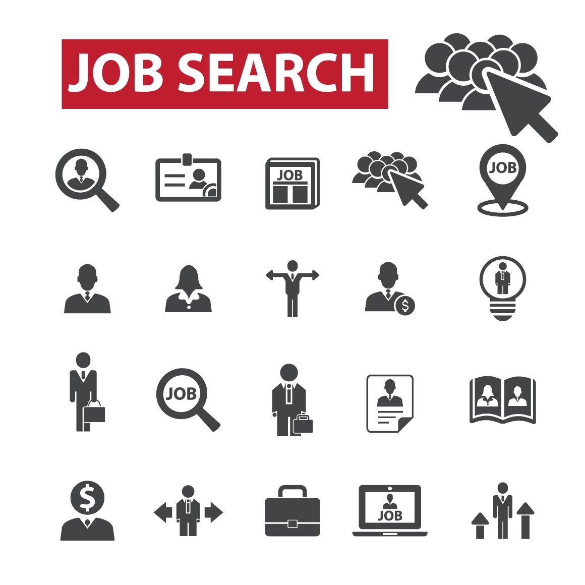 20 job search icons preview image.