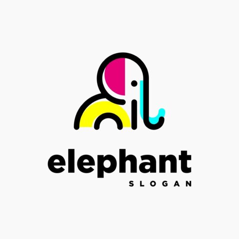 Simple Elephant Colorful Funny Logo cover image.