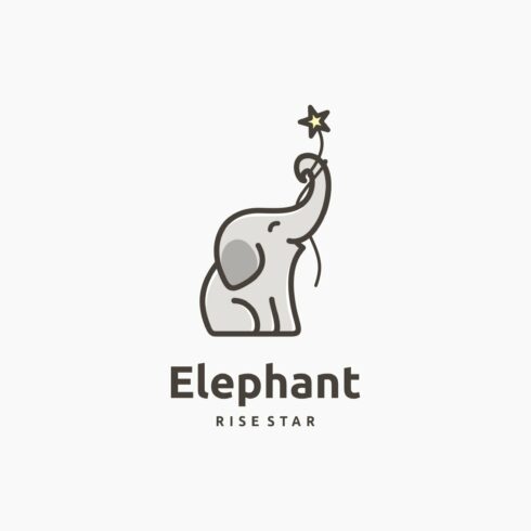Cute Mascot Elephant Reach Star Logo cover image.
