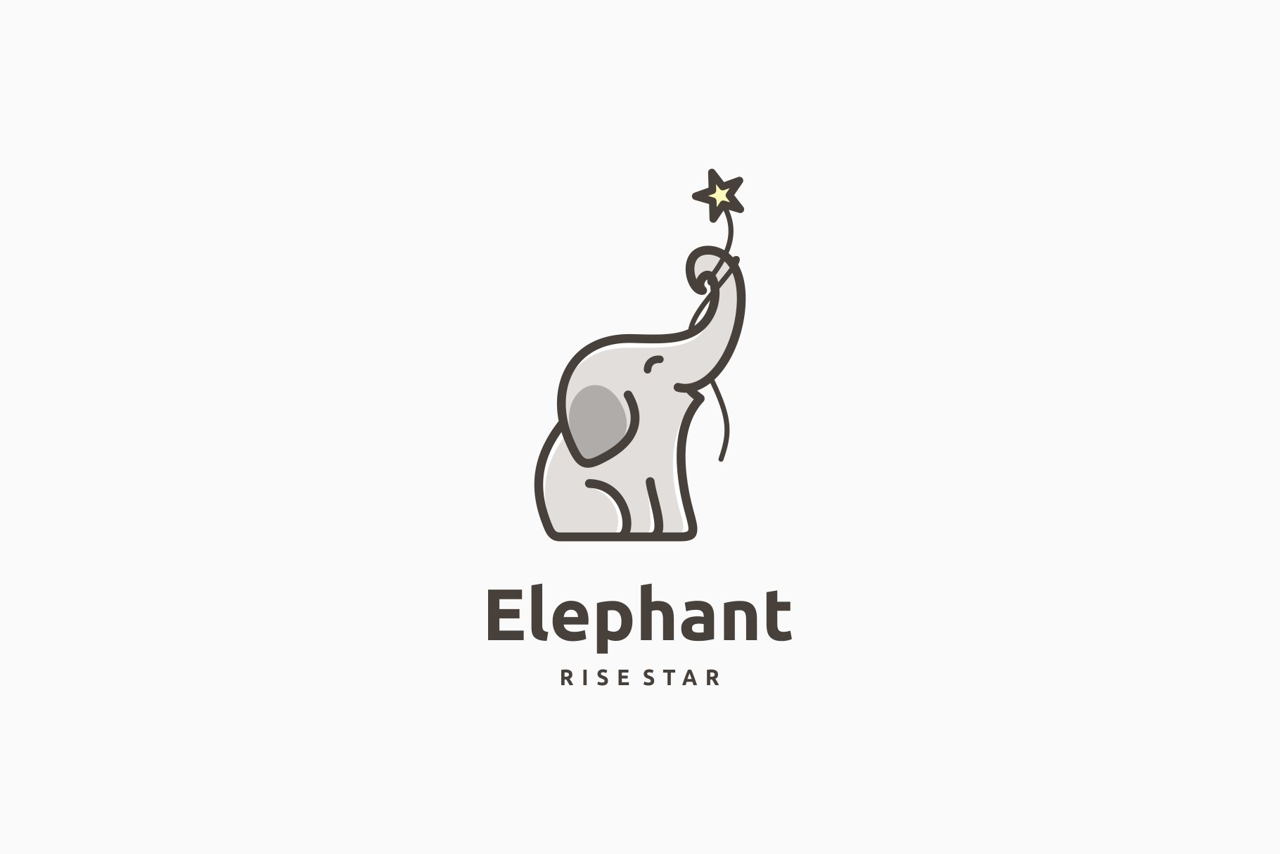 Cute Mascot Elephant Reach Star Logo cover image.