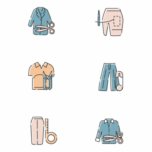 Clothing repair color icons set cover image.
