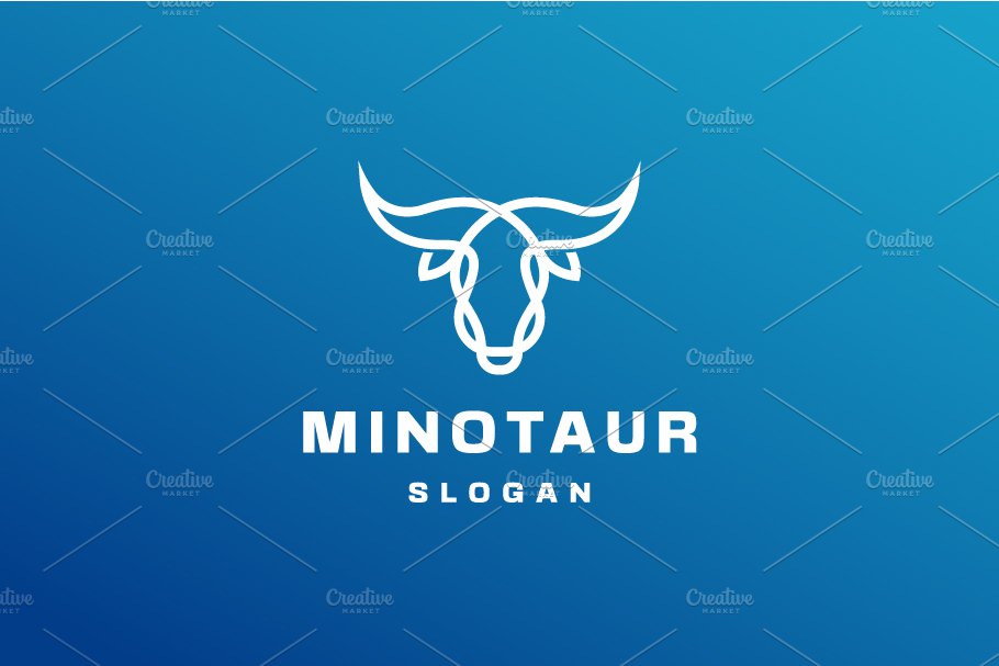 Minotaur Bull Logo Template preview image.