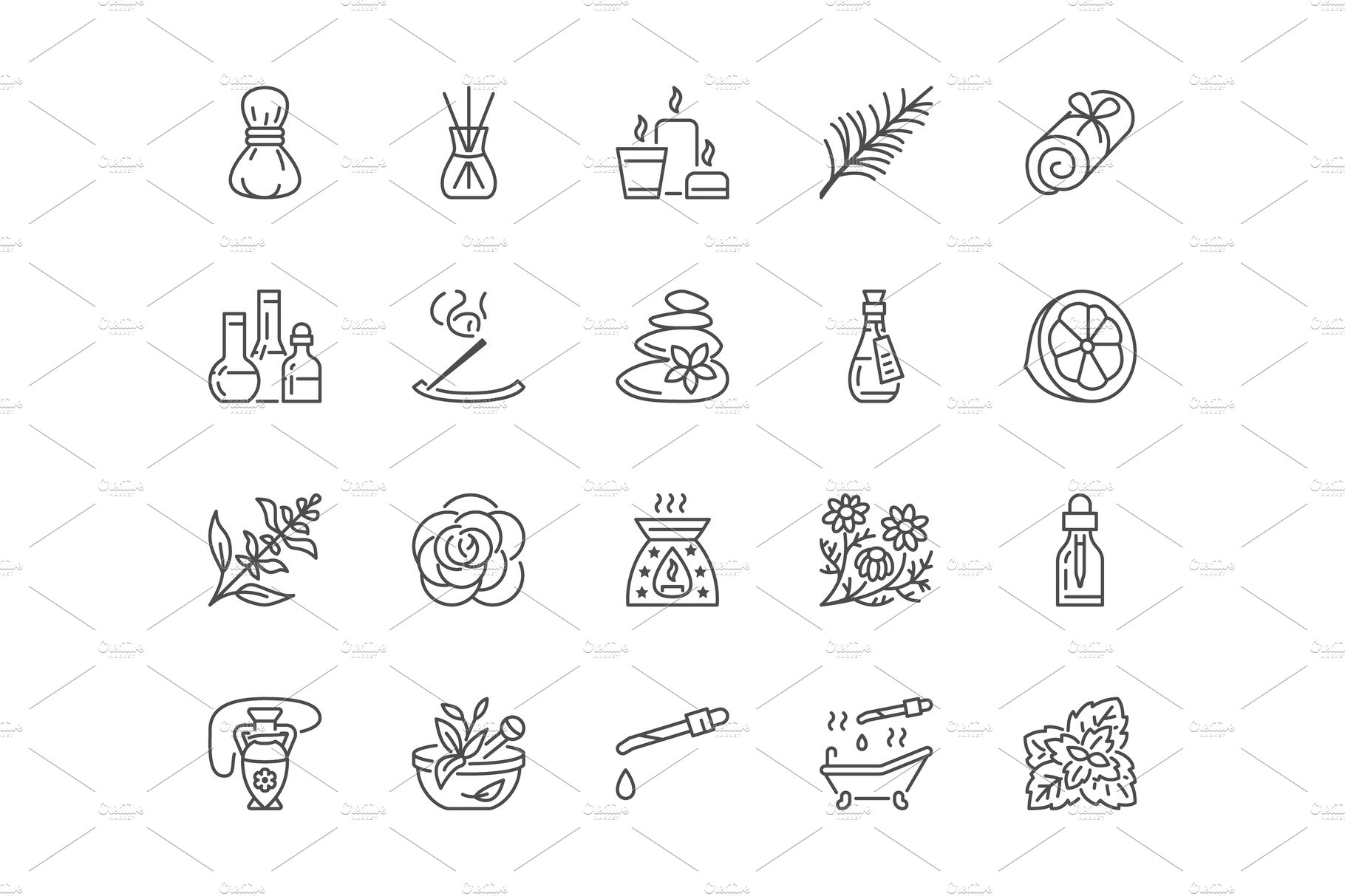 Aromatherapy Line Icons preview image.