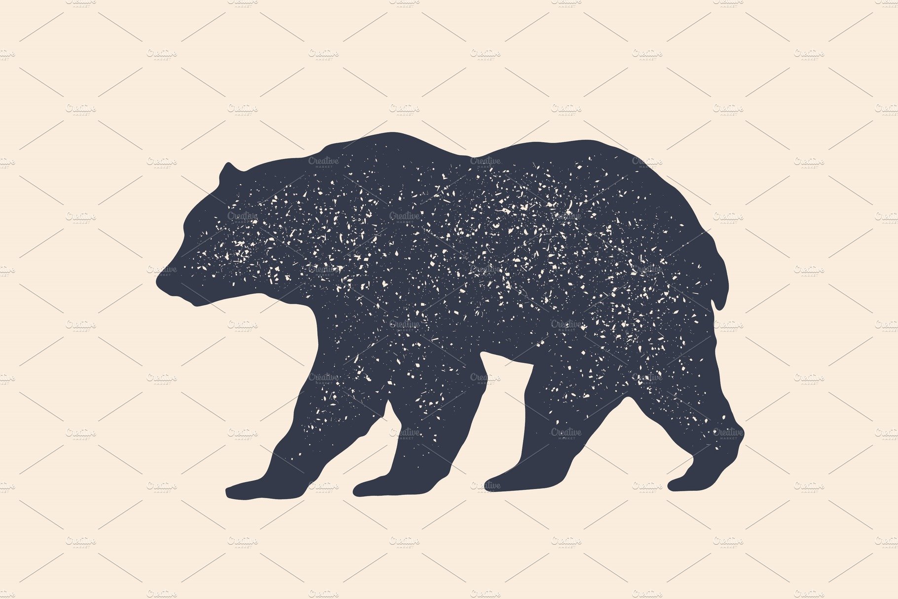 Bear, silhouette. Vintage logo cover image.
