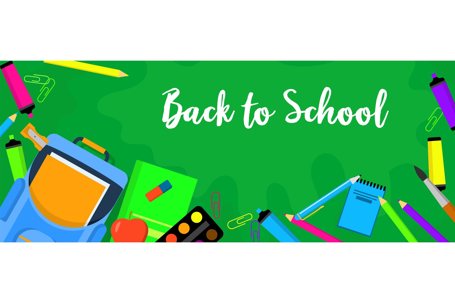 Back to school green banner cover image.