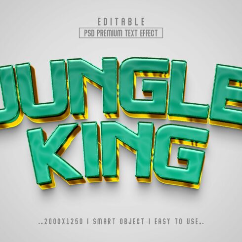 Green and yellow text effect that reads jungle king.