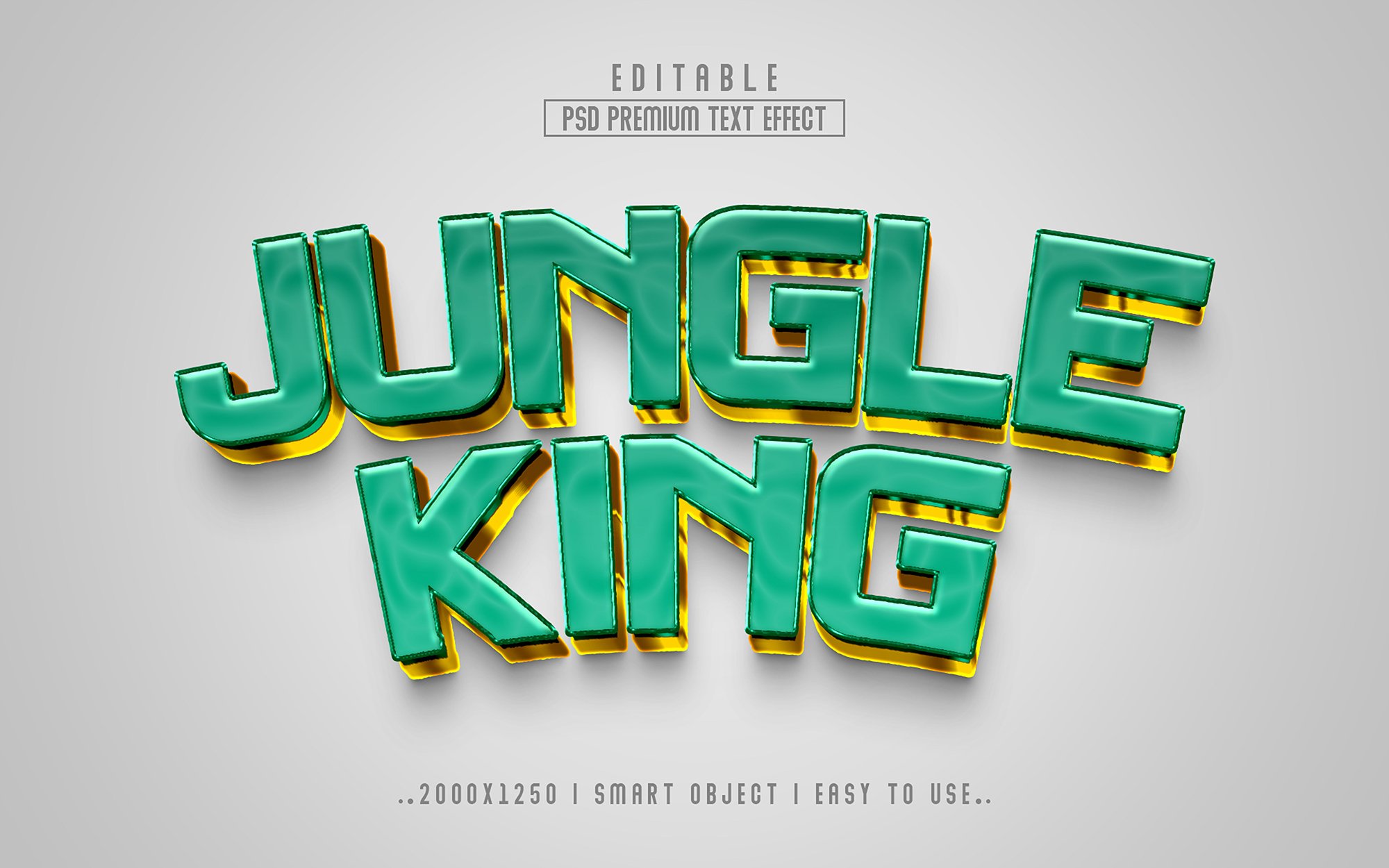Green and yellow text effect that reads jungle king.