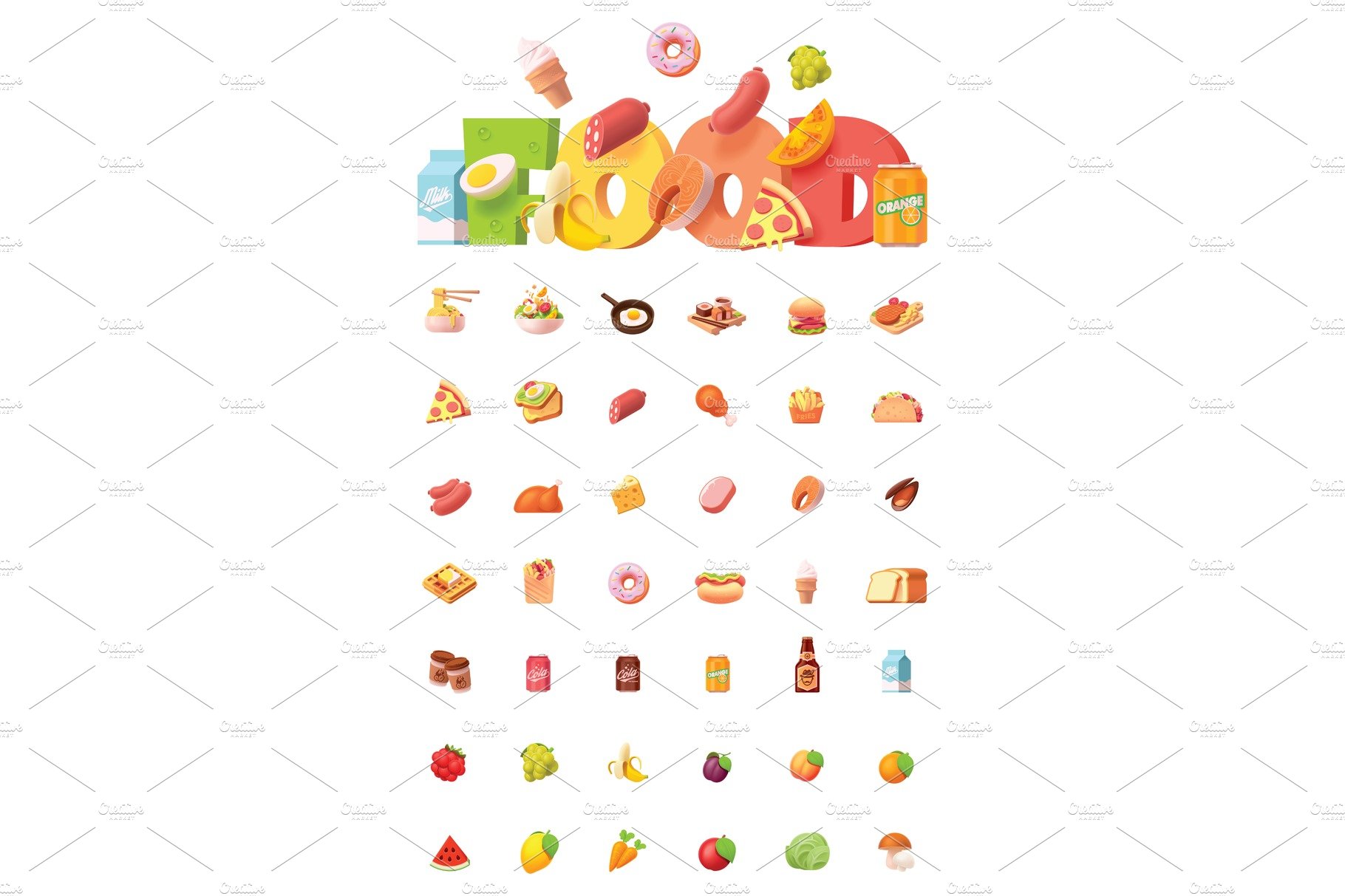 Vector food icon set cover image.