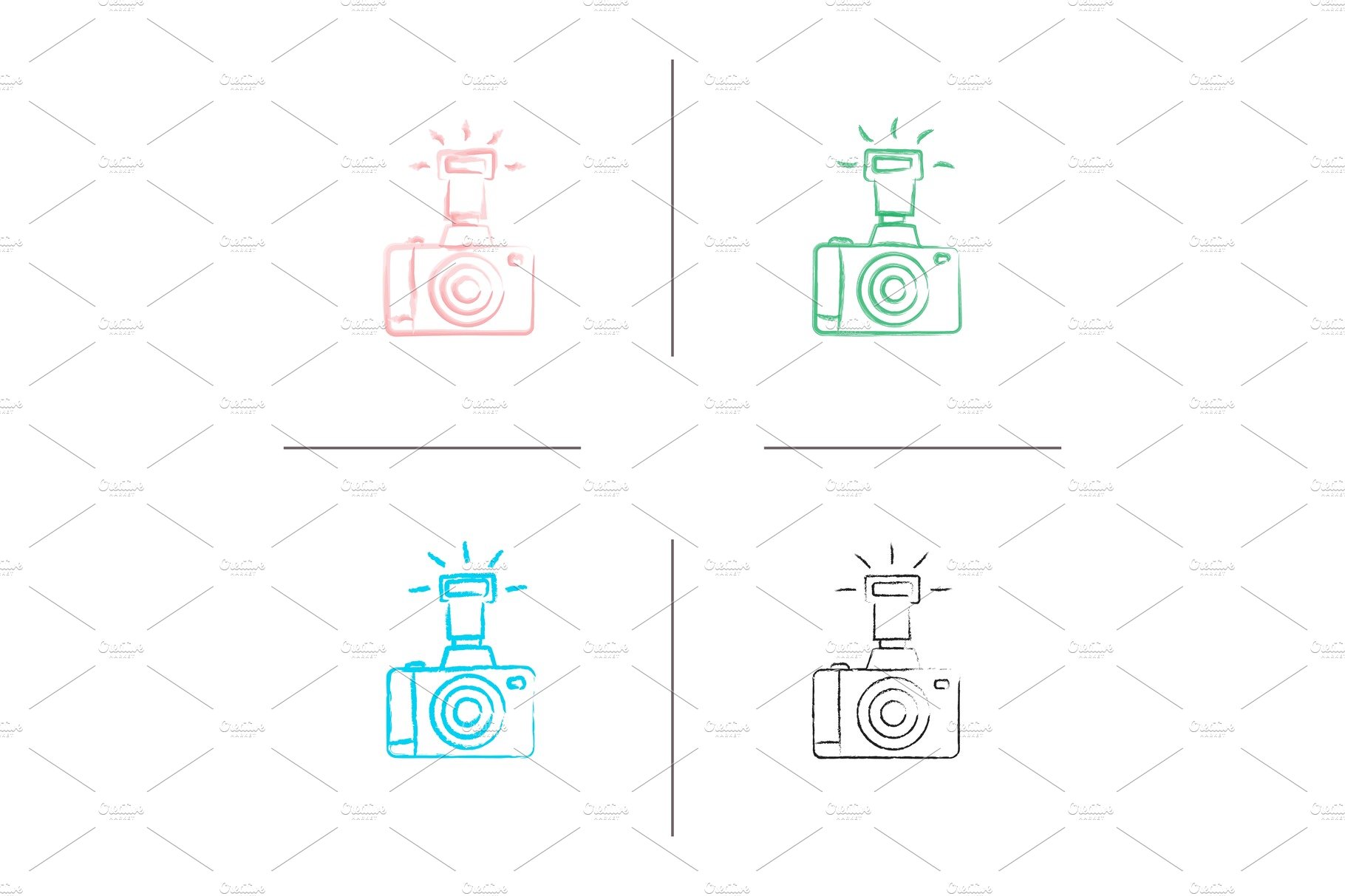 Professional photo camera icons set cover image.