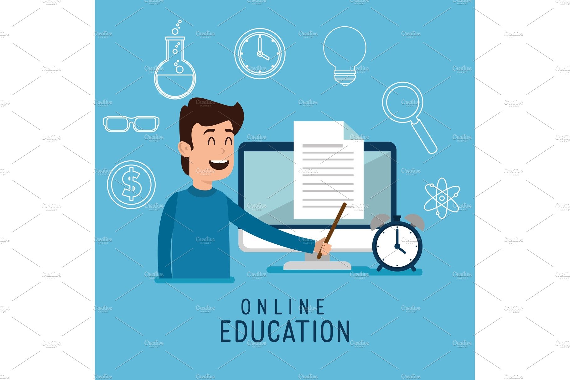 man character with education on line cover image.