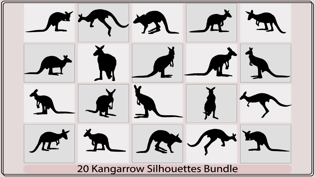 Collection of kangaroo silhouettes.