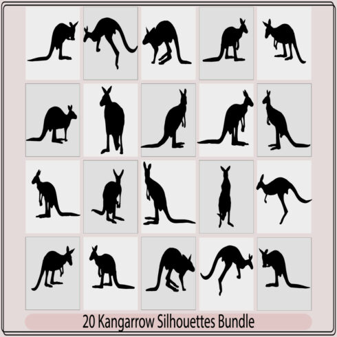 Kangaroo vector silhouette,collection of kangaroo silhouette kangaroo silhouette,Set silhouettes of kangaroo,kangaroo logo icon designs vector cover image.
