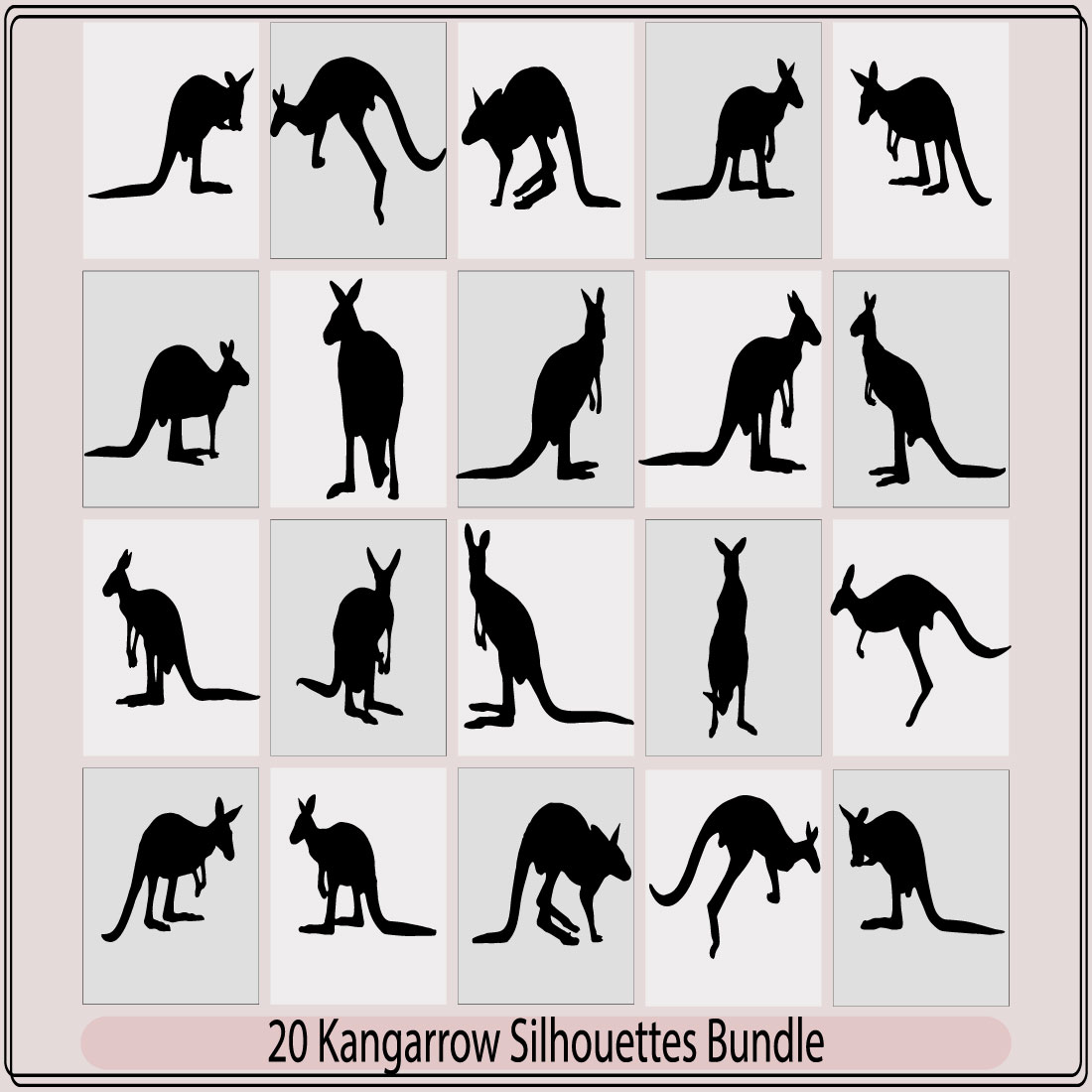 Kangaroo vector silhouette,collection of kangaroo silhouette kangaroo silhouette,Set silhouettes of kangaroo,kangaroo logo icon designs vector preview image.
