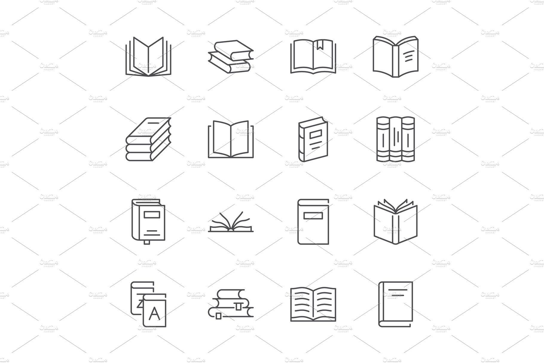 Books Line Icons preview image.