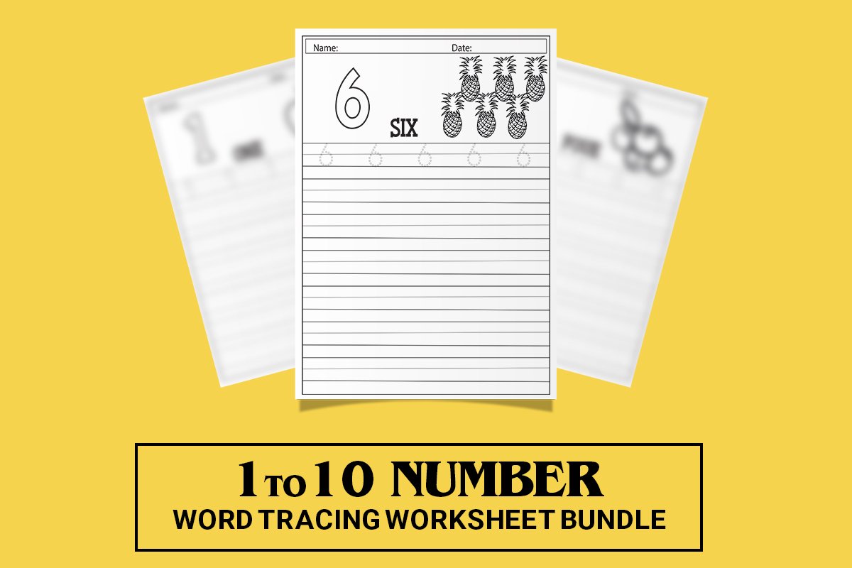 Number Word Tracing KDP Worksheets preview image.