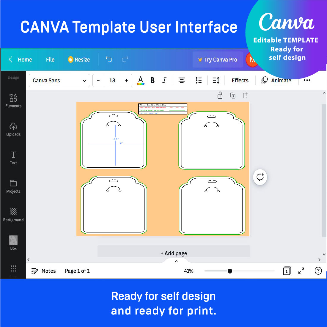 Screen shot of the canva template user interface.