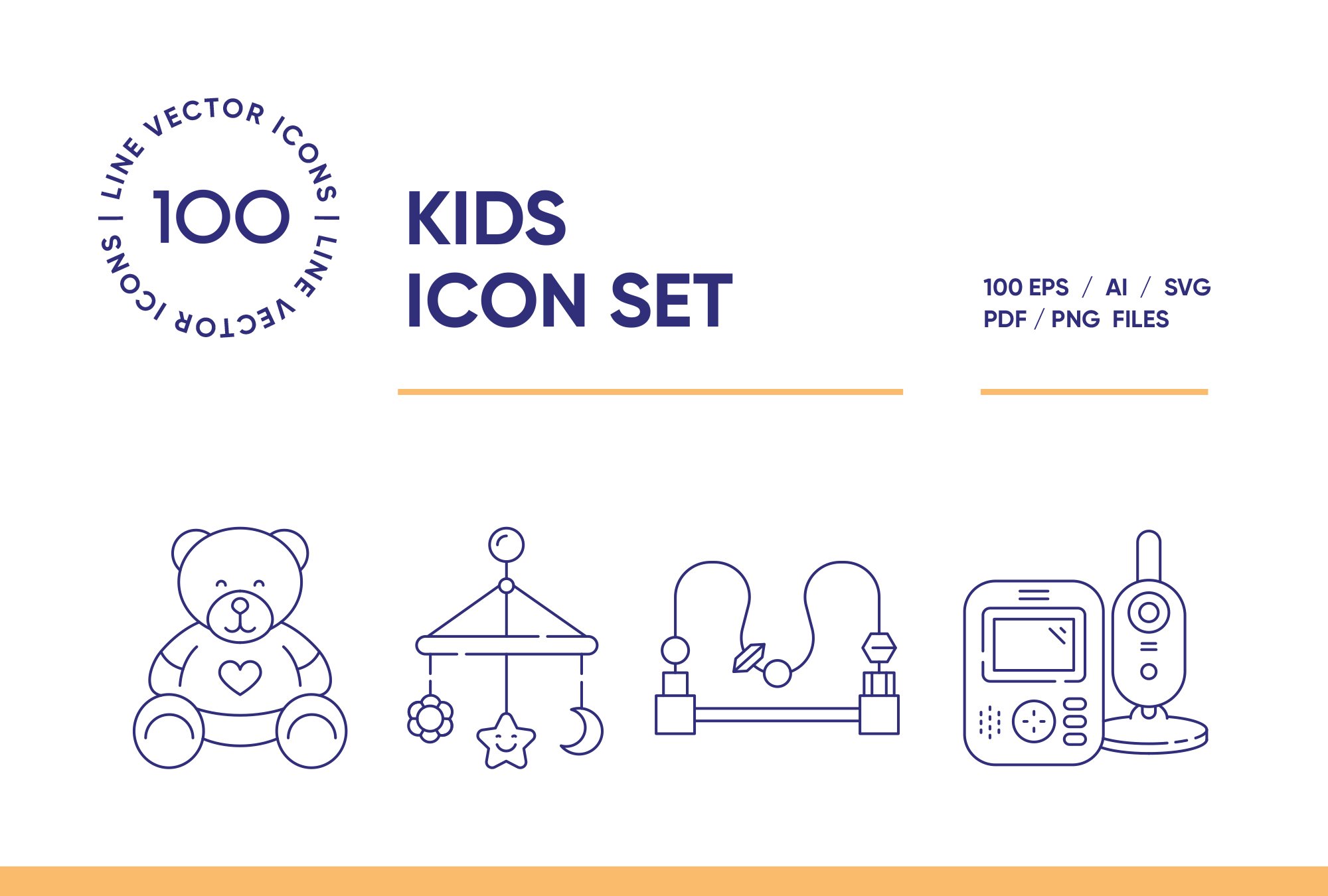 Baby Line Icon Set cover image.