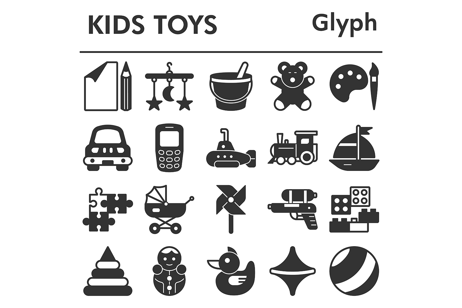 Set, kids toys icons set_1 pinterest preview image.