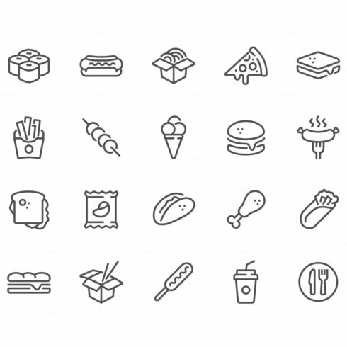 Line Fast Food Icons cover image.