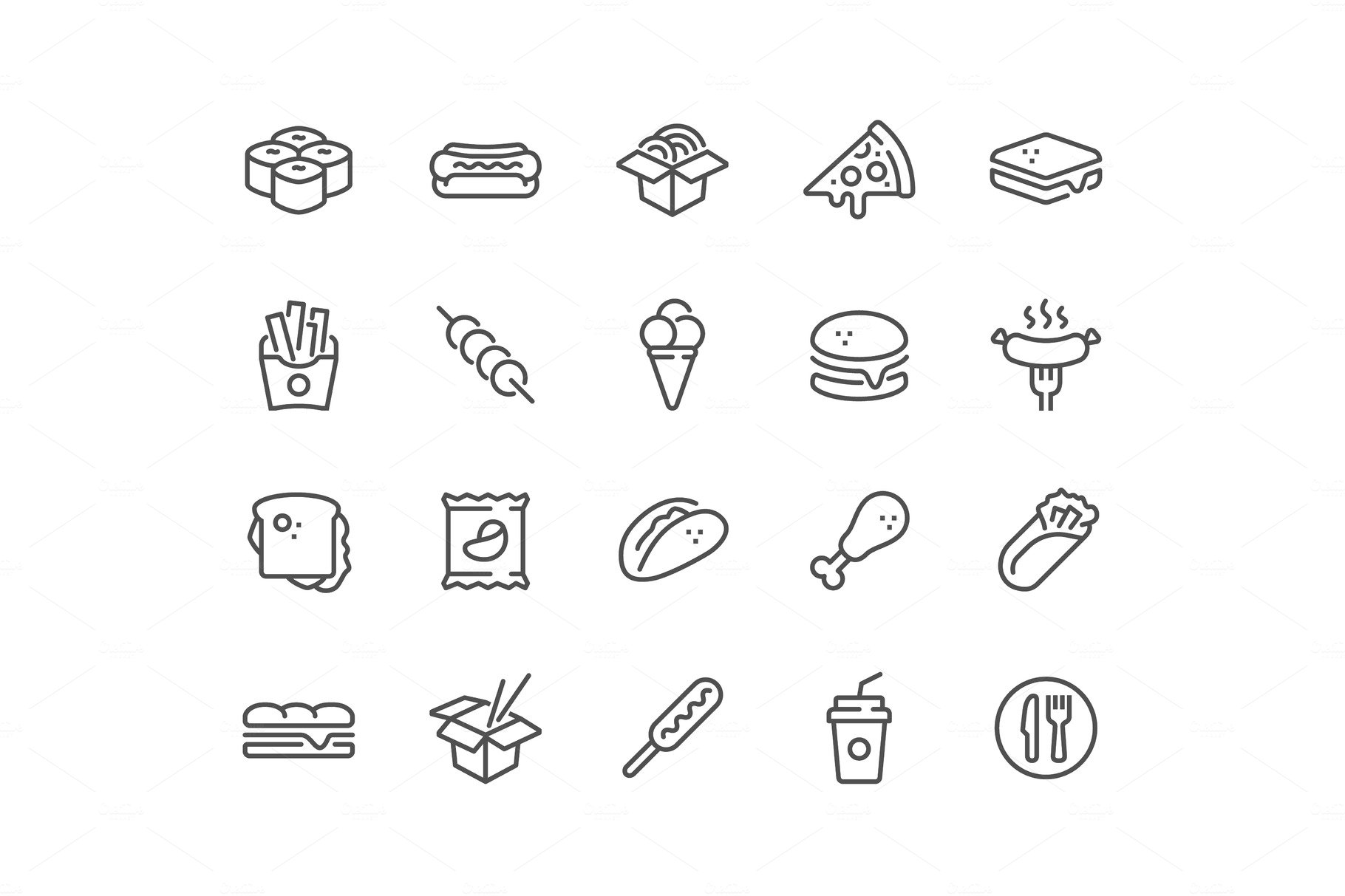 Line Fast Food Icons cover image.