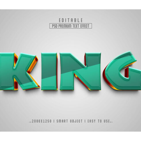 The word king is made up of green and orange letters.