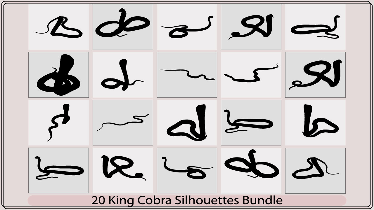 20 king cobra silhouettes bundle.