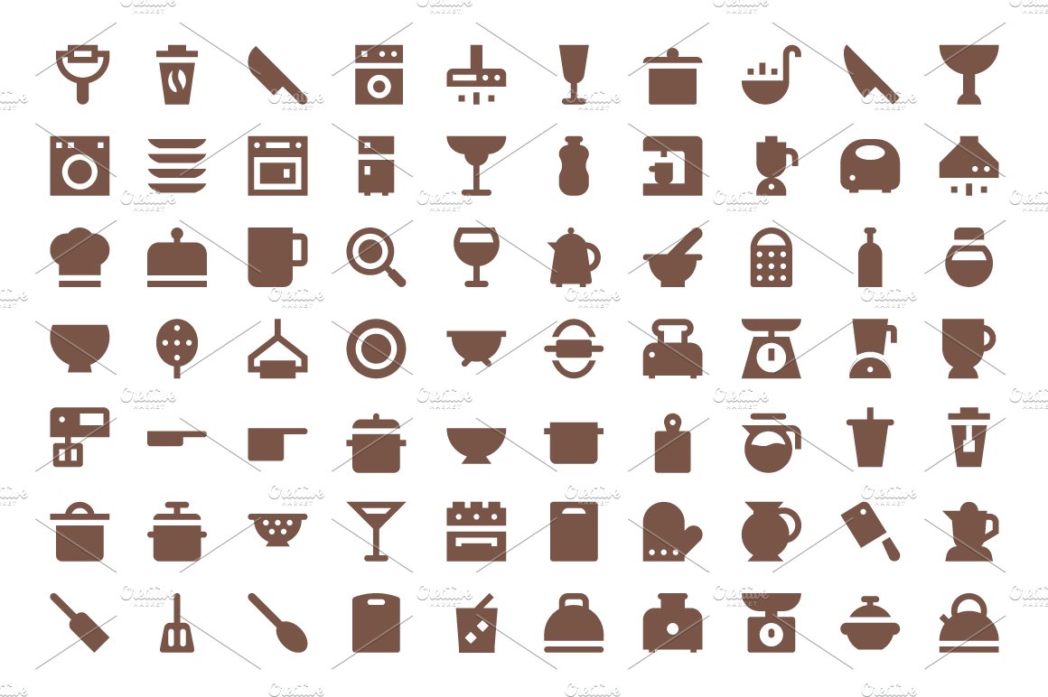 275+ Kitchen Utensils Material Icons preview image.