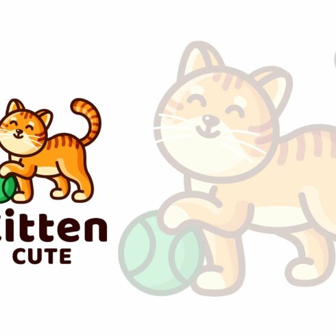 Kitten Cute Kids Logo Template cover image.