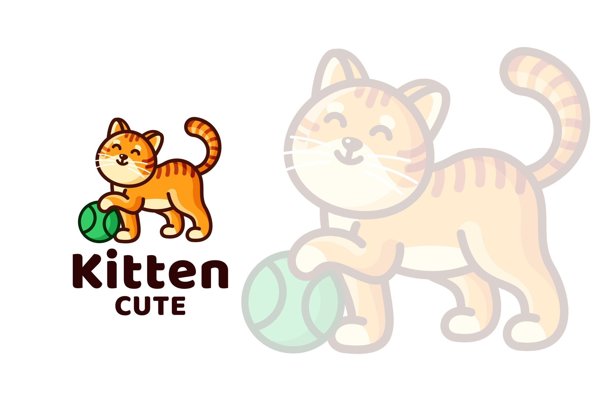Kitten Cute Kids Logo Template cover image.