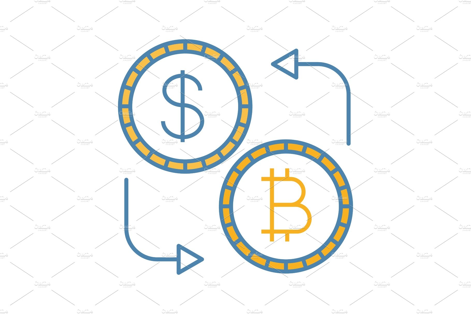 Bitcoin and dollar exchange icon cover image.