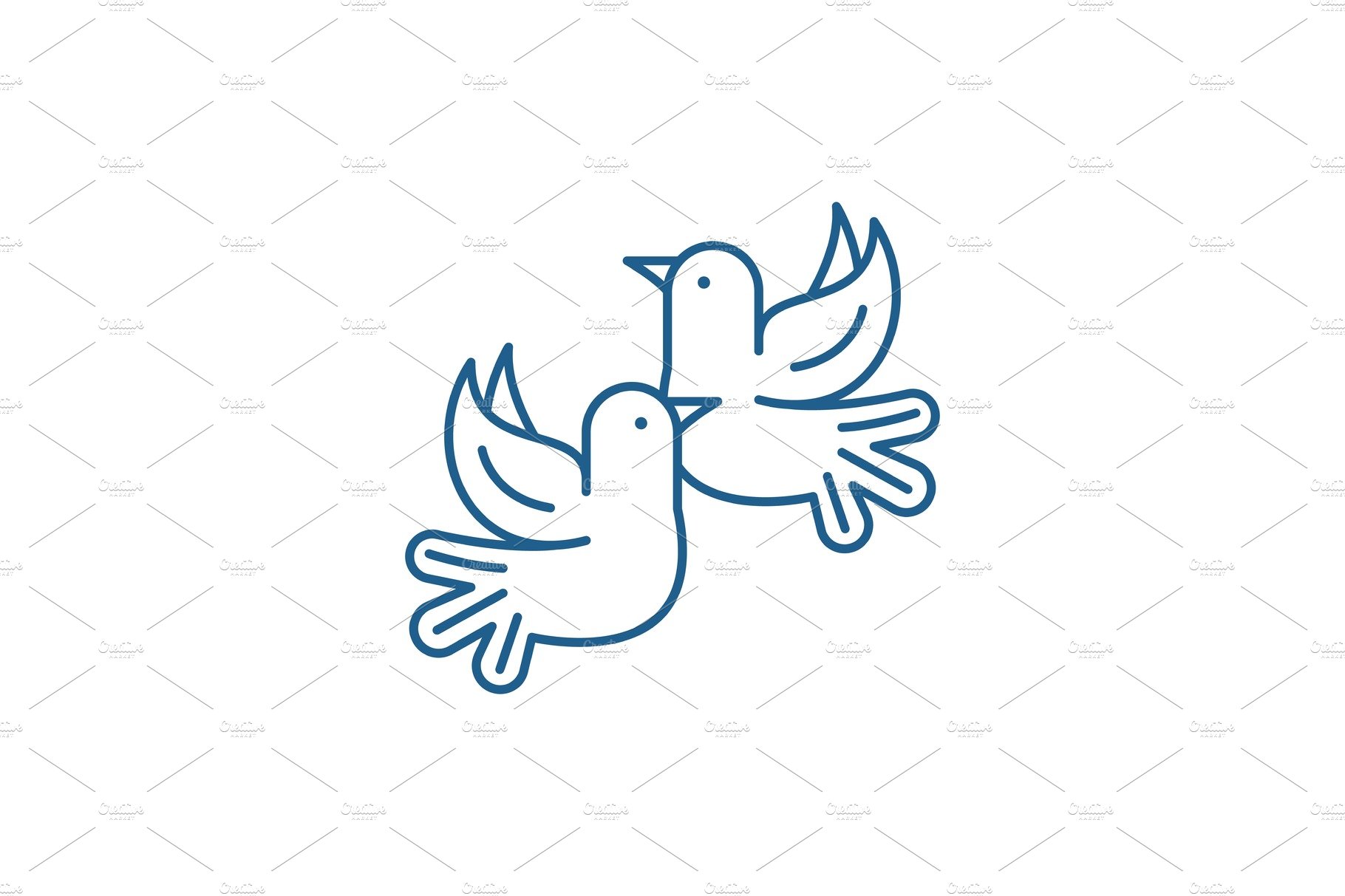 Pigeons line icon concept. Pigeons cover image.