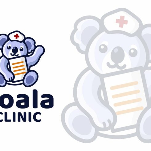 Koala Clinic Cute Kids Logo Template cover image.