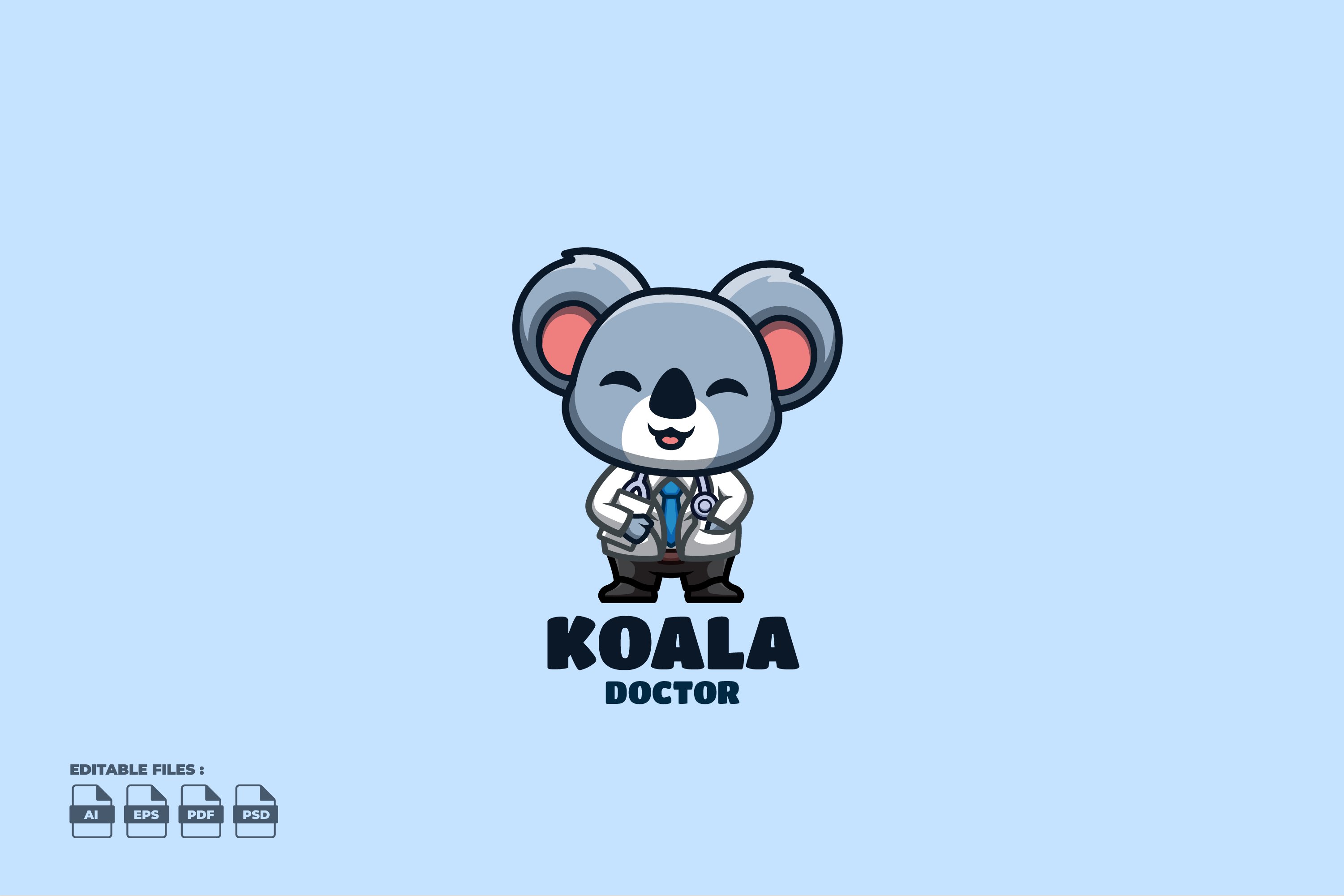 Doctor Koala Cute Mascot Logo cover image.