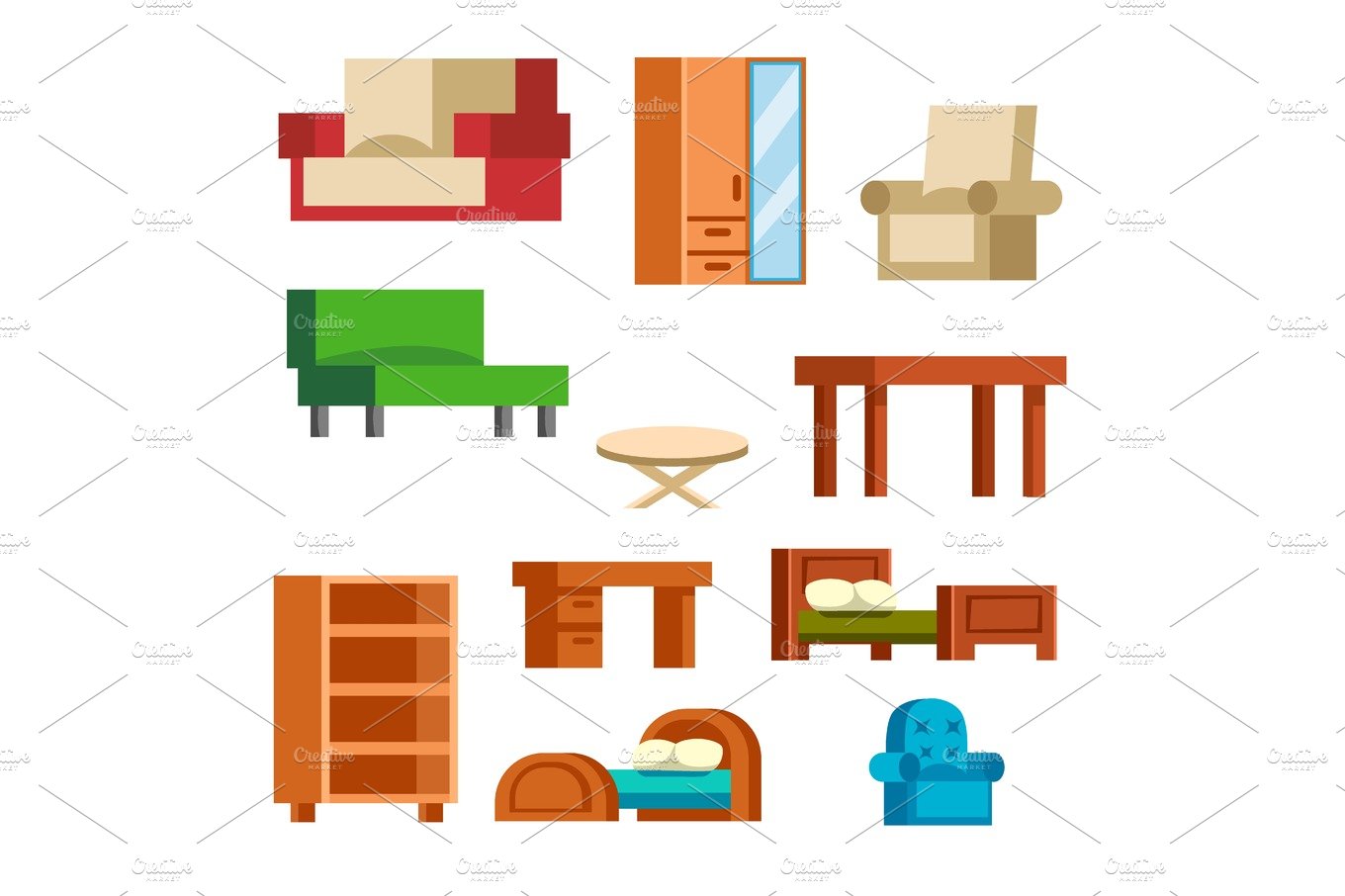 Furniture icons vector illustration isolated interior living cupboard simpl... cover image.