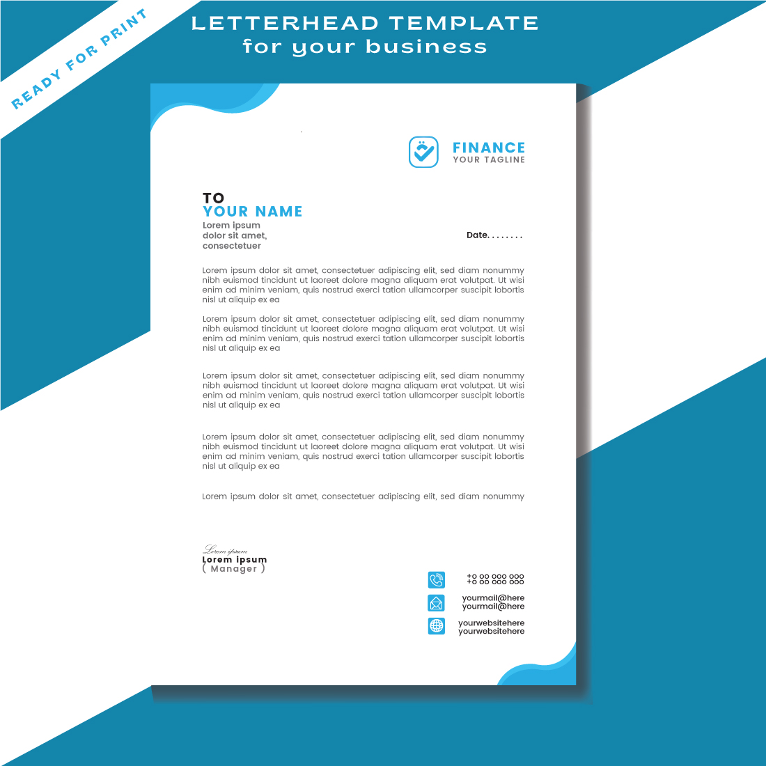 Professional Letterhead Template for your Business Very Easy To customize for every fileA4 LetterheadFlyer Design Template stock illustration cover image.