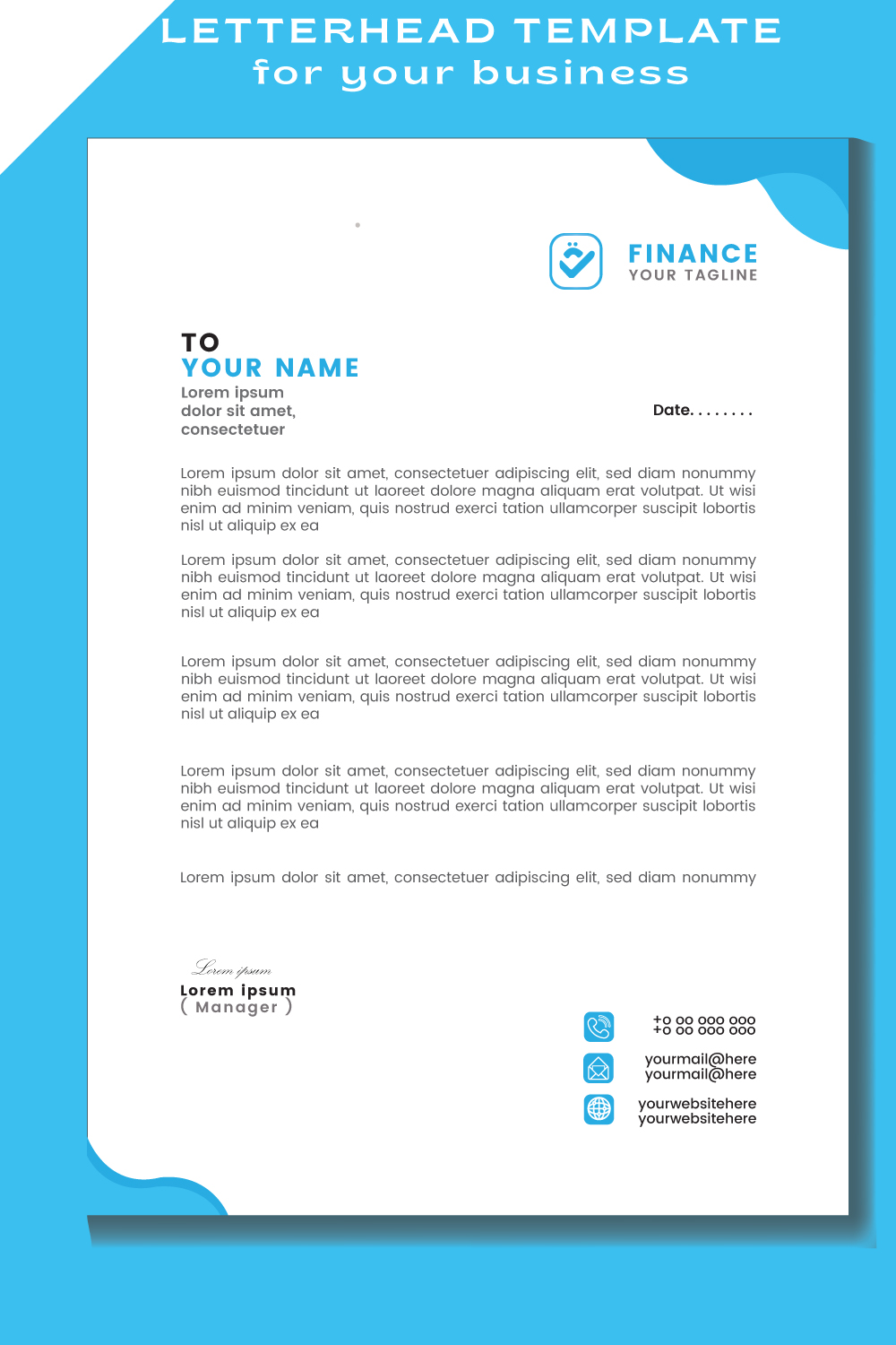 A4 size Letterhead template for your business Flyer Design Template stock illustration pinterest preview image.