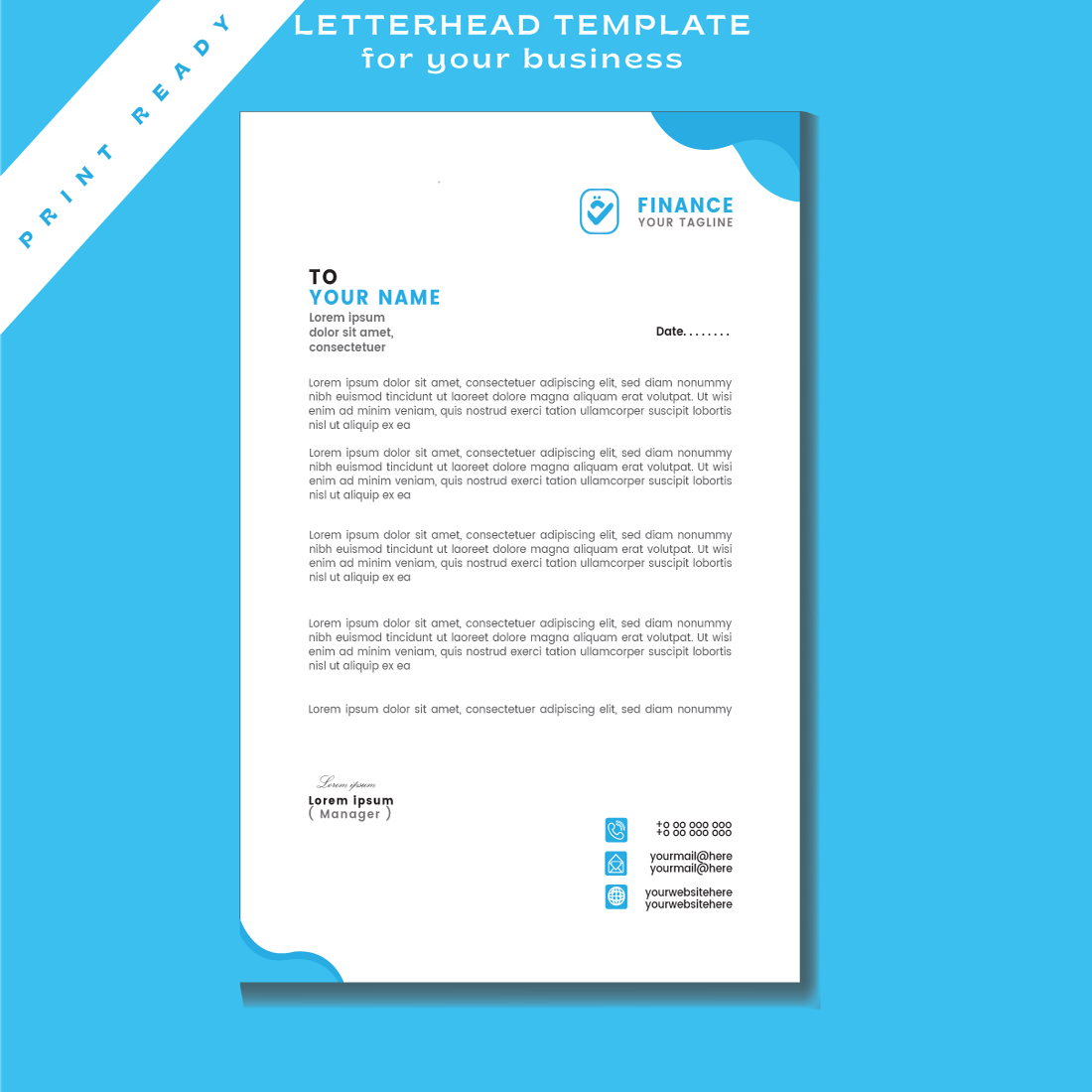 A4 size Letterhead template for your business Flyer Design Template stock illustration cover image.