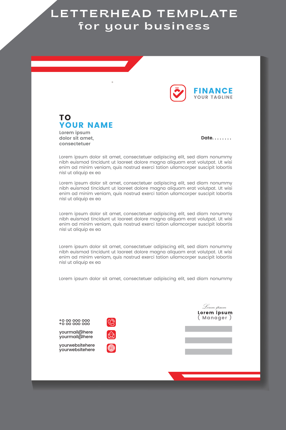 Letterhead template design for your business pinterest preview image.